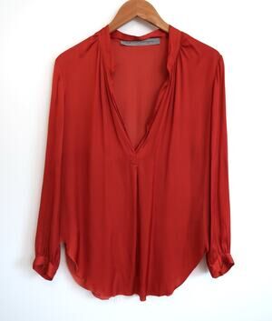 RAQUEL ALLEGRA Deep V-Neck Blouse Top Autumn Pumpkin Spice Garmentory 1 S $398